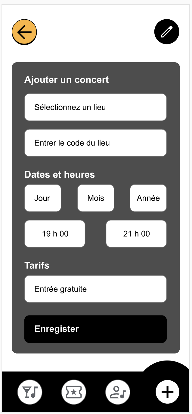 Création d'un événement par un artiste